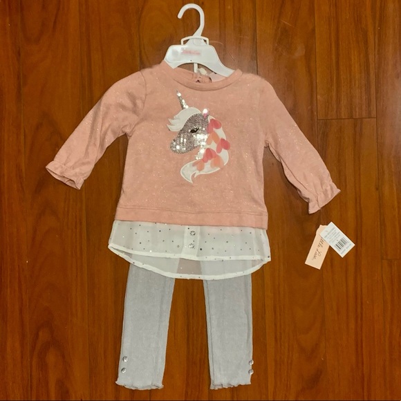 Little Lass Girls Pink Unicorn 2 Piece Set Size 5 NWT